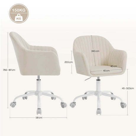 Ergonomische BukkitBow bureaustoel met fluwelen bekleding en in hoogte verstelbaar, geschikt voor comfortabel werken.