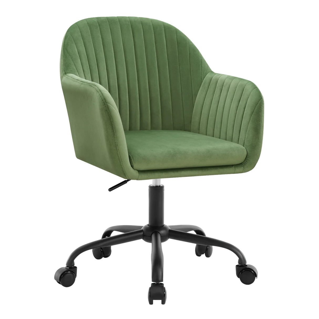 BukkitBow ergonomische bureaustoel met fluweelbekleding en in hoogte verstelbaar, comfortabel en stijlvol voor thuis of kantoor.