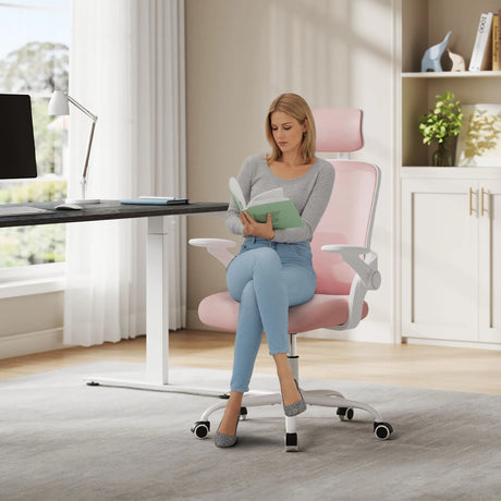 Ergonomische BukkitBow bureaustoel met mesh zitting en rugleuning, voorzien van lendensteun voor comfortabel werken