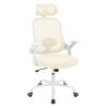 BukkitBow ergonomische bureaustoel met mesh zitting en lendensteun, verstelbare armleuningen en witte frame voor comfortabel werken