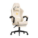 BukkitBow ergonomische gamestoel van microvezel met voetsteun, verstelbare rugleuning en comfortabele zit voor gaming en werk.