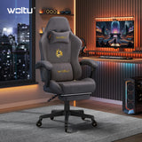 BukkitBow ergonomische gamestoel van microvezel met voetsteun, ideaal voor comfortabel gaming en werken.