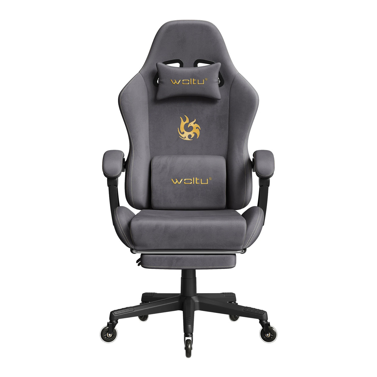 BukkitBow ergonomische gamestoel van microvezel met voetsteun, ideaal voor comfortabel gaming en werken.