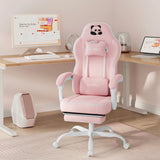 BukkitBow ergonomische gamestoel met brede zitting en voetensteun, ontworpen voor comfortabel gamen en langdurig gebruik.