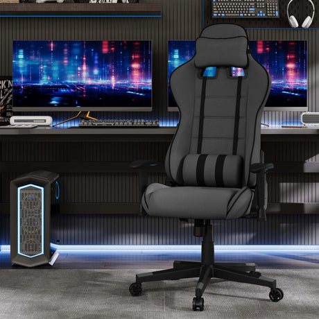 Ergonomische BukkitBow gamestoel met mesh-stof, verstelbare rugleuning en comfortabele zit voor gamers.