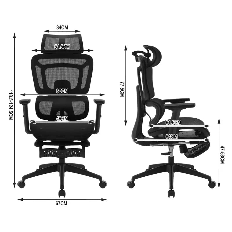 BukkitBow ergonomische mesh bureaustoel met verstelbare en kantelbare functies, ademend en comfortabel, maximaal 150 kg belastbaarheid
