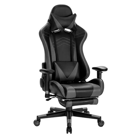 BukkitBow ergonomische gamestoel met velvet of leren bekleding, rugkussen en benenondersteuning, verstelbare hoogte 43-51 cm
