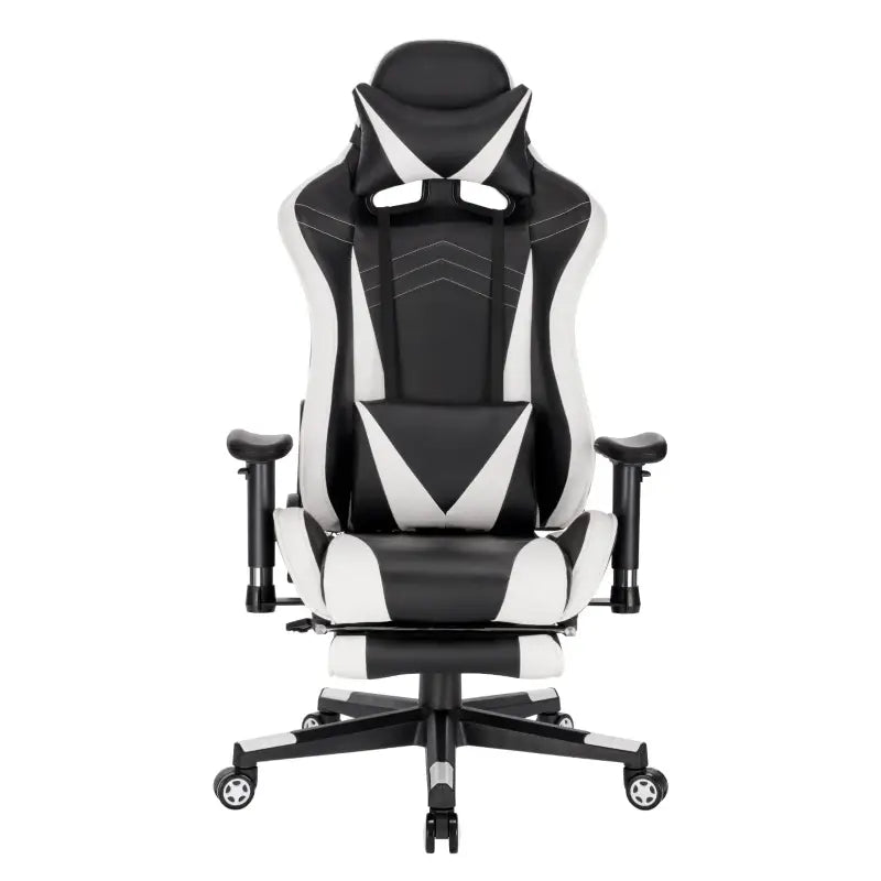 BukkitBow ergonomische gaming stoel met velvet bekleding, rugkussen en benenondersteuning, hoogte 43-51 cm, voor comfortabel gamen.