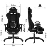 BukkitBow ergonomische gamestoel in velvet of leer met rugkussen en benenondersteuning, hoogte 43-51 cm, voor comfortabel gamen.