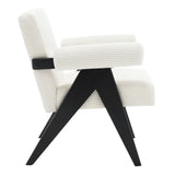 BukkitBow fauteuil van corduroy met rubberwood poten in modern middeleeuwse stijl, comfortabel en stijlvol zitmeubel