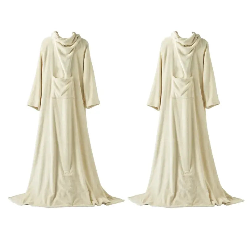 BukkitBow flanellen fleece deken met mouwen en zak, lichtgewicht, in verschillende maten en kleuren, wasbare onesie deken.