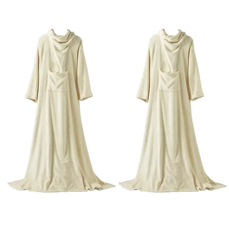 BukkitBow flanellen fleece deken met mouwen en zak, lichtgewicht, in verschillende maten en kleuren, wasbare onesie deken.