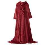 BukkitBow fleece deken met mouwen en zak, lichtgewicht, 260 GSM, in verschillende maten en kleuren, wasbaar en comfortabel.