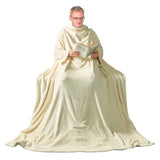 BukkitBow flanellen fleece deken met mouwen en zak, lichtgewicht onesie in verschillende maten en kleuren, wasbaar en comfortabel