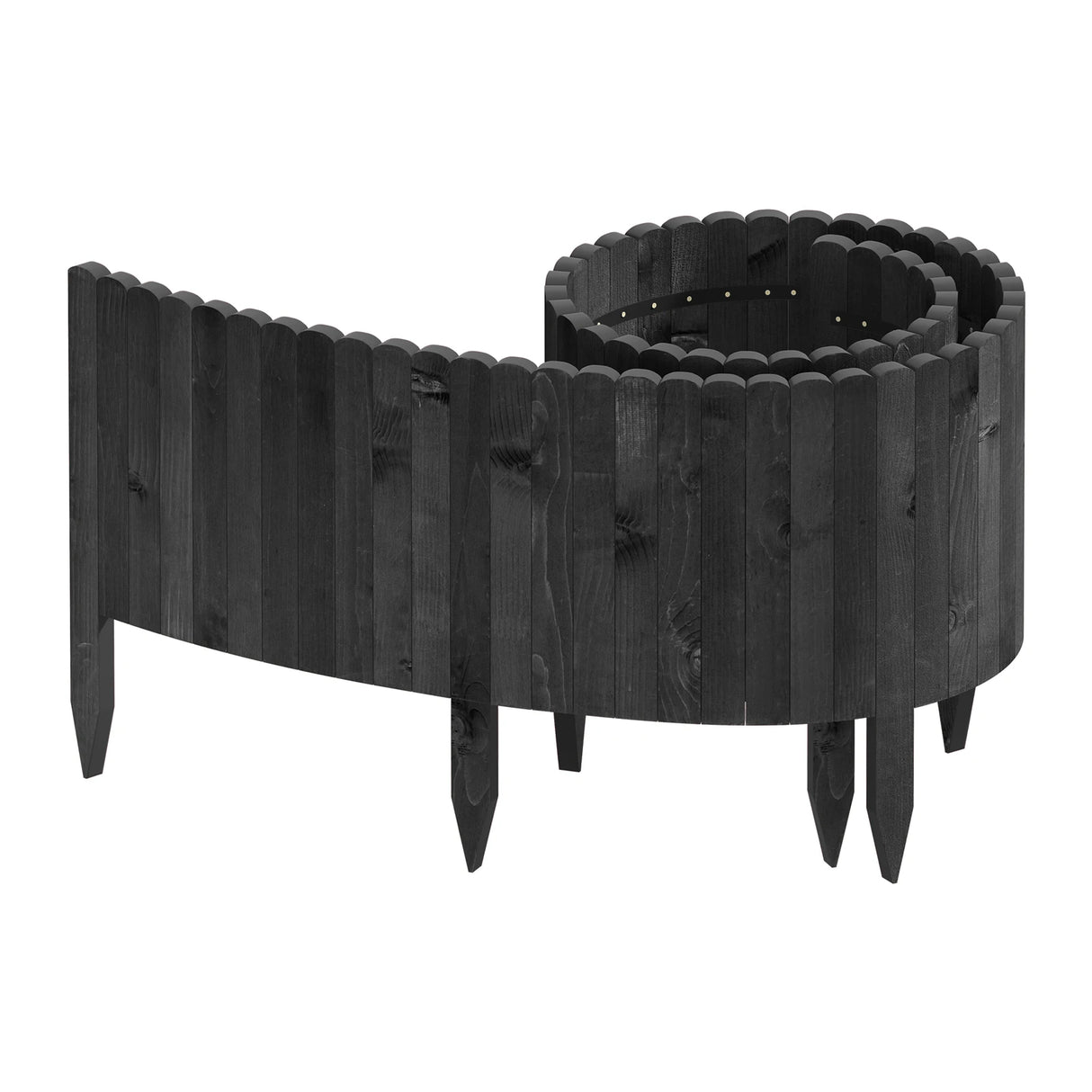 Flexibele houten gazonrand van BukkitBow, 20-60 cm breed, voor tuinpaadjes en tuinafscheidingen, 2 meter lange borderrol.