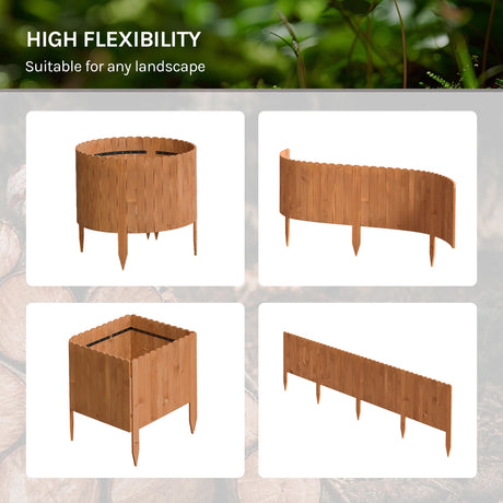 Flexibele houten gazonrand van BukkitBow, 20-60 cm breed, voor tuinborders en tuinafscheiding, 2 meter lang in beeld.