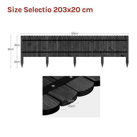 Flexibele BukkitBow gazonrand van hout, 20-60 cm, 2 meter lang, ideaal voor tuinafscheiding en borderrollen.