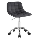 BukkitBow fluwelen bureaustoel met draaibaar metalen onderstel, comfortabele stoel of kruk in blauw en zwart.