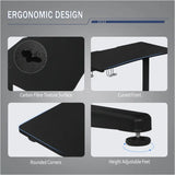 BukkitBow ergonomisch gaming bureau met bekerhouder en koptelefoonhaak, afmeting 115x60cm, zwart en geschikt voor gamers