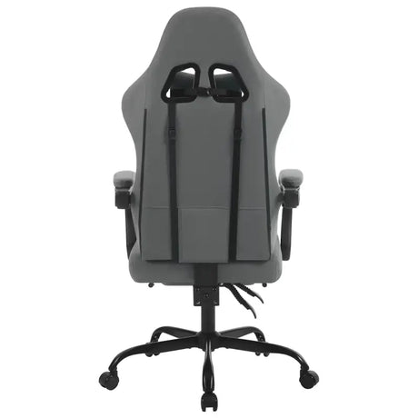 BukkitBow gaming stoel met massagekussen, voetsteun, verstelbare rugleuning en hoogte, metalen frame, technologische stof en PU-wielen.