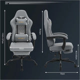 BukkitBow gamestoel met massagekussen, voetsteun, verstelbare rugleuning en hoogte, metalen frame, technologische stof en PU-wielen