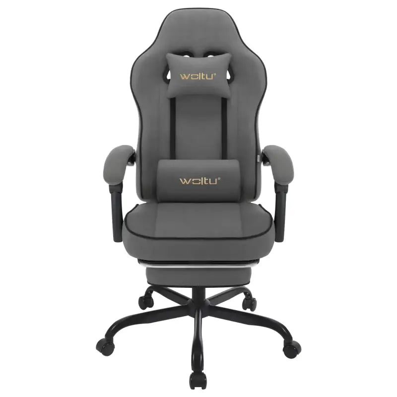 BukkitBow gamestoel met verstelbare rugleuning, voetsteun, metalen frame, technologische stof en nylon wielen, tot 150 kg draagvermogen.