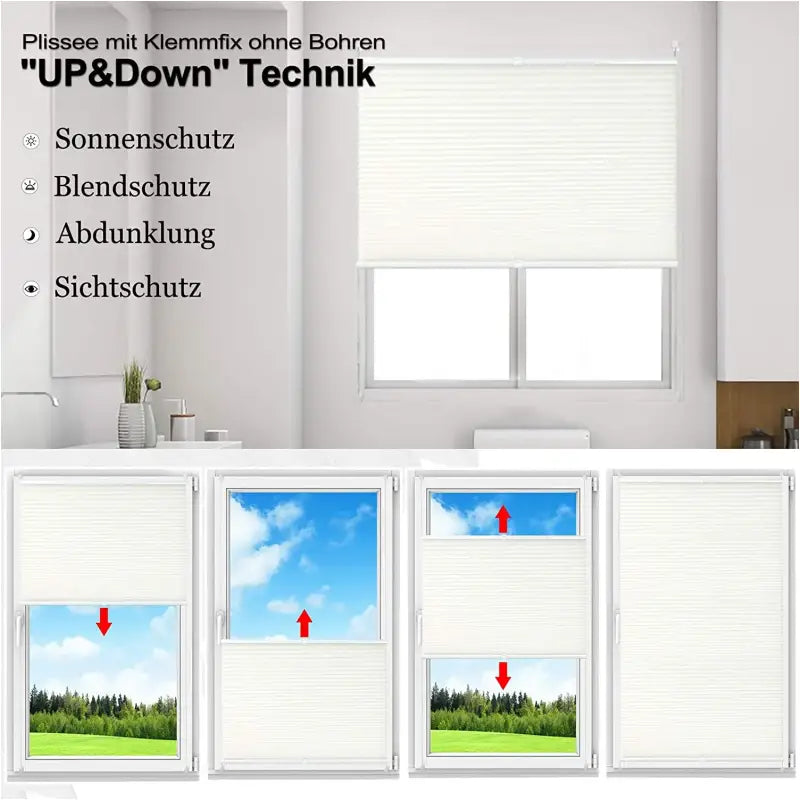 Wit geplooid gordijn van BukkitBow met aluminium rail, breedte 45-120 cm, hoogte 100/130/220 cm, inclusief montageset.