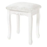 Witte BukkitBow gewatteerde vintage kruk met patroon, geschikt als piano- of make-upkruk, 40x30x50cm, voor kaptafel of mini dressoir.