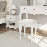 Witte BukkitBow gewatteerde vintage kruk met patroon, geschikt als piano- of make-upkruk, 40x30x50cm.
