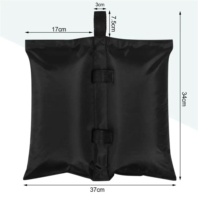 Set van 4 zwarte zandzakken voor partytent, parasol en tuinmeubilair, 37x34 cm, geschikt voor BukkitBow partytent.