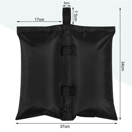 Set van 4 zwarte zandzakken voor partytent, parasol en tuinmeubilair, 37x34 cm, van BukkitBow, stevige gewichtszakken voor buitengebruik.