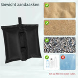 Set van 4 zwarte zandzakken voor partytent, parasol en tuinmeubilair, 37x34 cm, gemaakt door BukkitBow.
