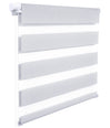 Grijs duo-rolgordijn van BukkitBow met zebra-stijl, zonder boren, geschikt voor moderne raamdecoratie.