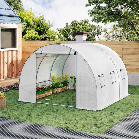 BukkitBow grote foliekas 300x200x200cm, wintervaste tuinkas met 6 ramen en stevige structuur, ideaal voor tuinplantverzorging