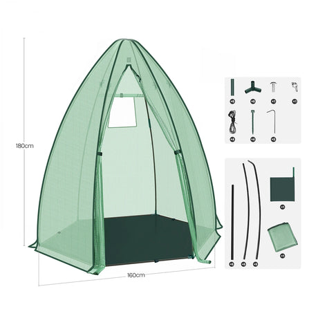 BukkitBow grote foliekas met grondzeil, polytunnel van 160x160x180cm, geschikt voor tuinbouw en plantenbescherming