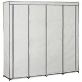 BukkitBow grote kledingkast met anti-stofhoes, grijs met crème, stalen buis en niet-geweven materiaal, afmetingen 174x46x169 cm