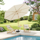 BukkitBow grote ronde parasol met kantelfunctie en slinger, 300cm diameter, waterbestendig en UV-beschermend voor buitengebruik