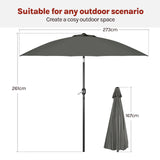 Grote ronde tuinparasol van BukkitBow met 18 glasvezel baleinen en kantelfunctie, geschikt voor schaduw in de tuin.