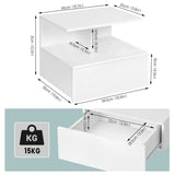 BukkitBow hangend nachtkastje met lade en open plank, wandplank van 40x35x31 cm, modern en functioneel meubelstuk