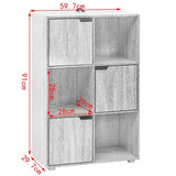 BukkitBow hoekboekenkast met deuren en 6 kubussen, compact formaat, 59,7x29,7x91 cm, voor handige opbergruimte in huis