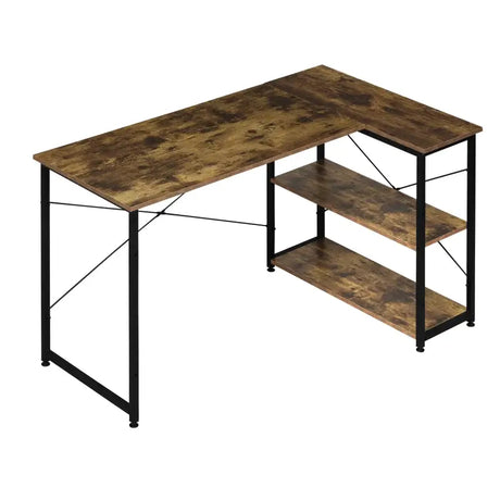 BukkitBow hoekbureau voor computer en kantoor, met metalen frame en opbergruimte, afmeting 120x72cm, in een kantooromgeving