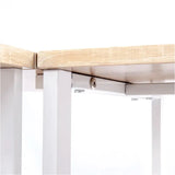 BukkitBow hoekbureau met ronde bocht, stevig hout en wit stalen frame, afmetingen 83x40cm en 63x40cm, kantoormeubel