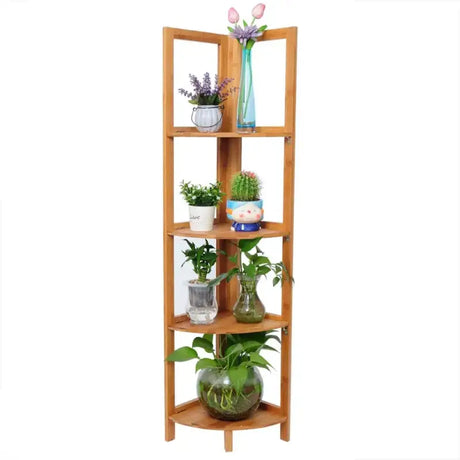 Bamboe wandkast van BukkitBow met 4 opslagniveaus, hoekplank voor boek, stevig en veelzijdig gebruik, 27x27x120 cm