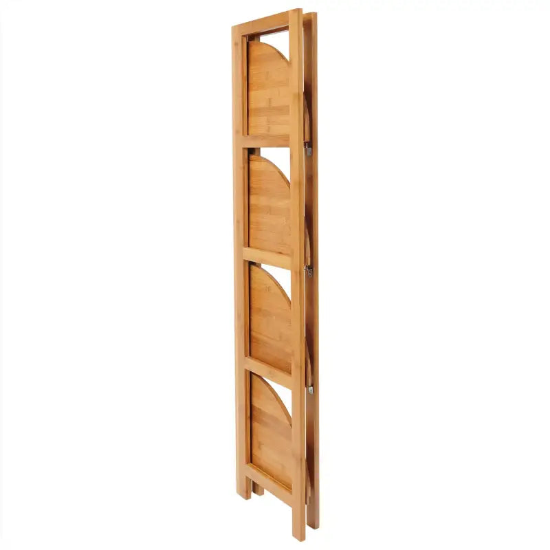 BukkitBow bamboe hoek- en wandplank met 4 niveaus, robuuste en stabiele boekenkast, afmetingen 27x27x120cm.