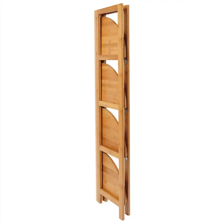Bamboe hoek- en wandplank van BukkitBow met 4 opslagniveaus, robuust en stabiel, 27x27x120cm, geschikt voor boeken en accessoires.