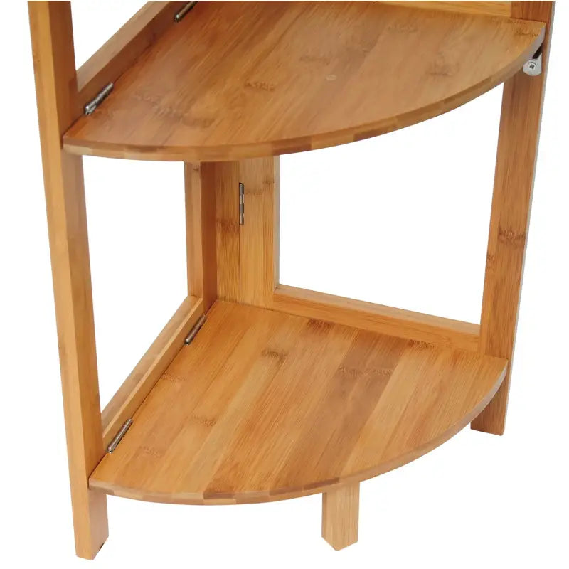 Bamboo hoekplank en wandplank van BukkitBow met vier opslagniveaus, robuust en stabiel, afmeting 27x27x120cm, voor boekenkast of decor.