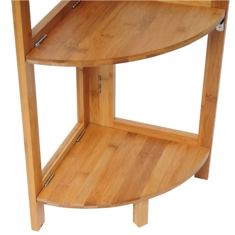 BukkitBow bamboe hoekplank en wandkast met 4 opslagniveaus, robuust en stabiel, afmetingen 27x27x120cm.