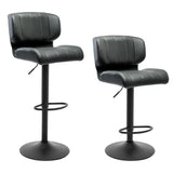 Set van 2 hoge barkrukken van kunstleer met rugleuning en voetensteun, 64-85 cm hoog, door BukkitBow.