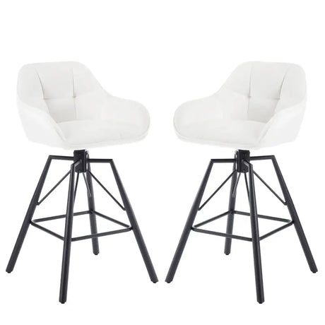 Set van twee luxe velvet barkrukken van BukkitBow met rugleuning, armleuningen, patroon, voetensteun en 360° draaibaarheid
