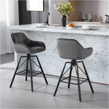 Twee luxe velvet barkrukken van BukkitBow met rugleuning, armleuning, patroon, voetensteun en 360 graden draaibaarheid.